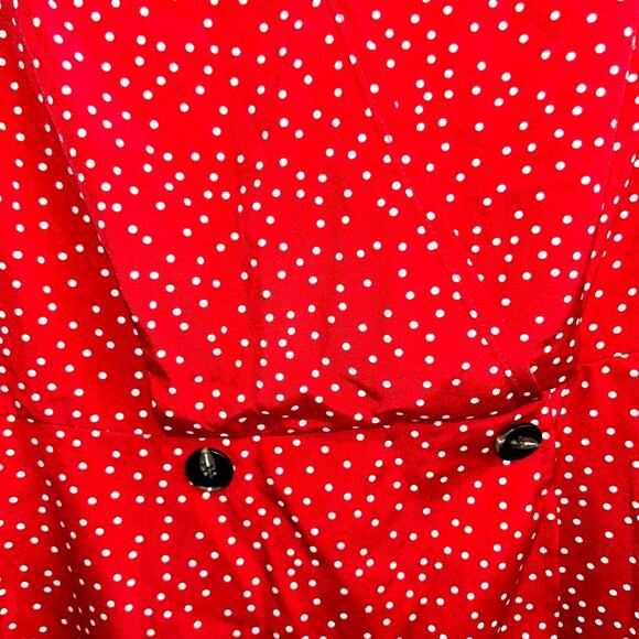 BLOOMCHIC Red With White Polka Dot Design Elastic Waist Top Size 14/16 - Picture 4 of 5